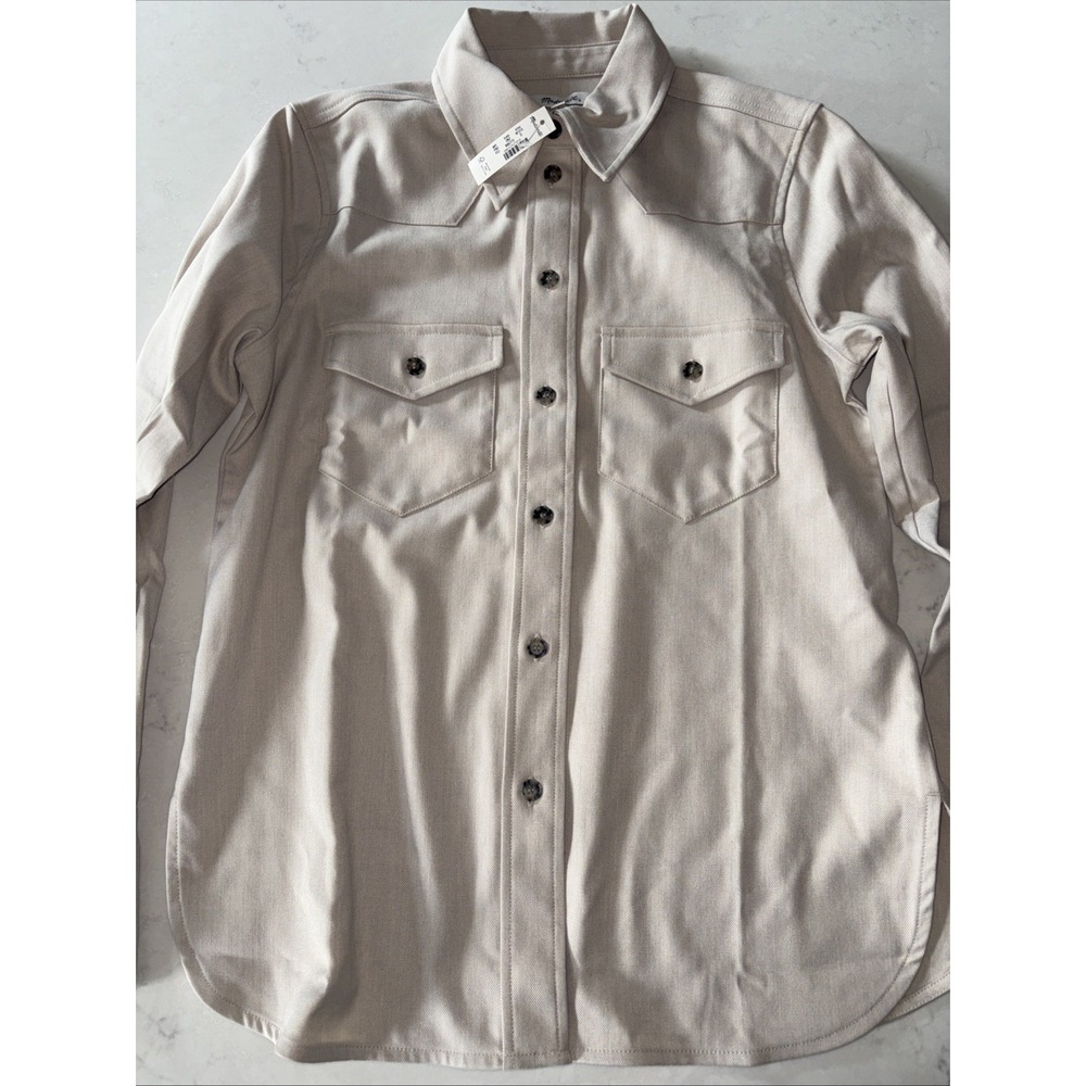 Madewell Women's S Western Denim Shirt Long Sleeve Classic Khaki Tan‎ Button Up